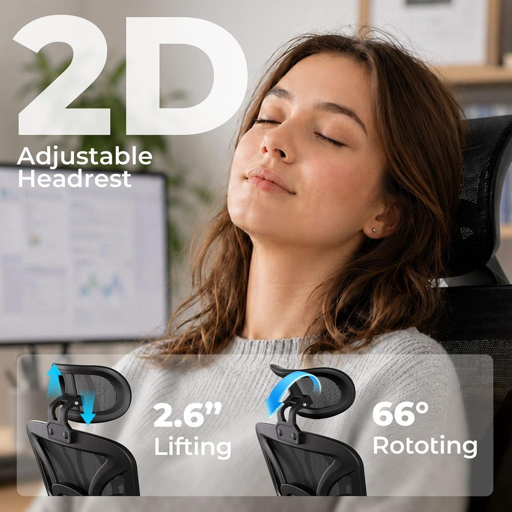 HLDIRECT Ergonomic Office Chair with Footrest, 135° Recline&Lumbar Support - Image 6