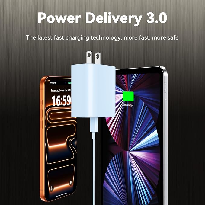 Phone 17 16 15 Charger Fast Charging, 10 FT Long USB C Charger Cord with 20W Type C Fast Phone Charging Block forPhone 17/17 Pro/17 Pro max/Air/Phone 16 15 Pro Max Plus, iPad, Android,Blue - Image 4