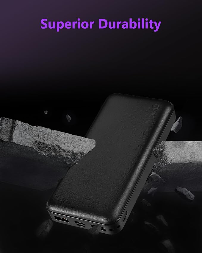 Miady 2-Pack Portable Charger 22.5W Power Bank 20000mAh Travel Battery Pack | Fast Charging丨Dual USB丨3 Outputs 2 Inputs丨High Capacity丨Compatible with iPhone 17 Android etc丨74Wh丨for Camping丨Black+White - Image 6