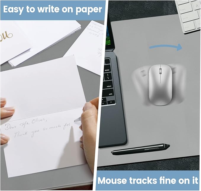 Desk Mat Wireless Charging Mouse Pad Large 32x16 Journey Desk Pad Mat with Wireless Charger Waterproof Grey Leather Computer Mat with Phone Charger Mousepad Non-Slip for Keyboard and Mouse - Image 5
