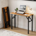 Small Folding Computer Desk – Portable 35.8 Inch Foldable Laptop Table, Collapsible and Compact for Easy Storage and Fast Setup, Lightweight for Small Spaces, Craft and Study Use, Rustic Brown by Frylr