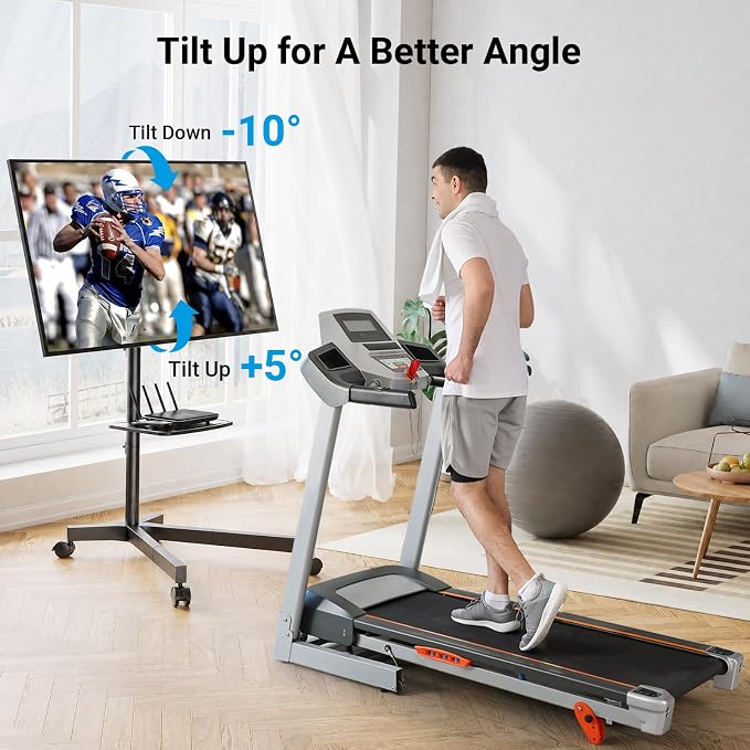 PERLESMITH Rolling TV Stand for 26-65 Inch TVs up to 88 lbs, Mobile Outdoor TV Stand with Shelf & Large Base, Tilt TV Stand with Wheels, Portable TV Cart for Bedroom, Max VESA 400x400mm, PSTVMC06B-B - Image 5
