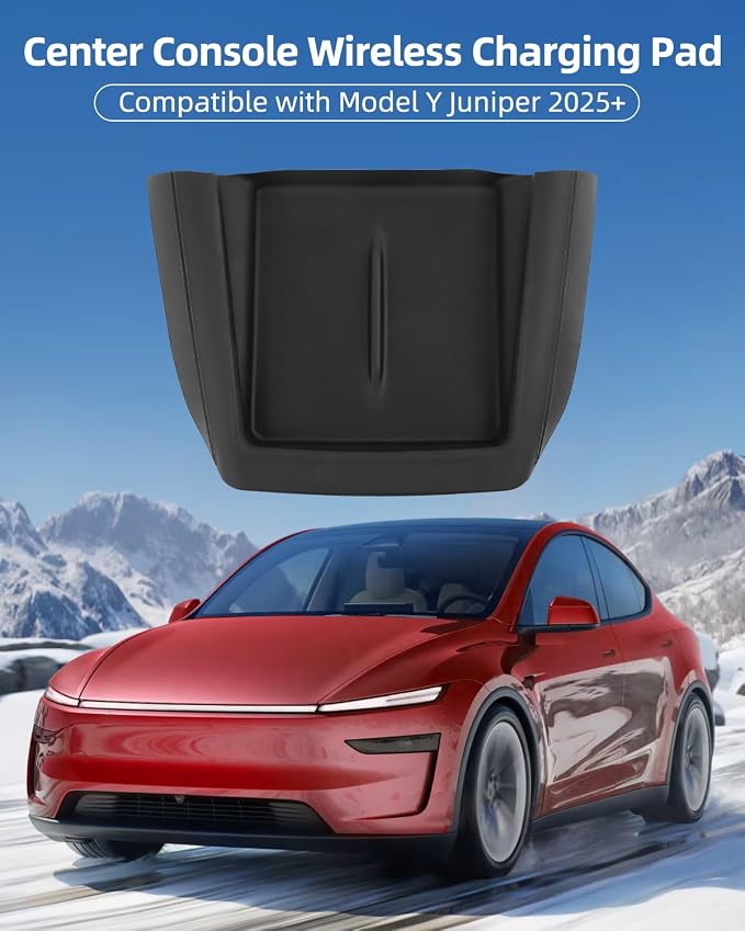 Center Control Wireless Charging Mat, Charger Pad for Tesla Model Y Juniper | White wireless charging silicone pad,center console wireless charger pad 2025 2026 - Image 2