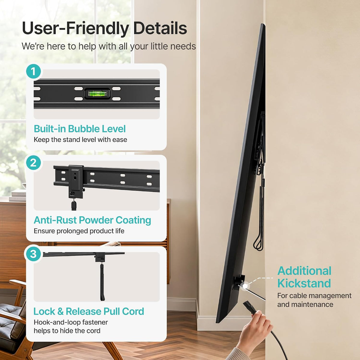 Fixed TV Wall Mount for 37-100 Inch TVs, Holds up to 220 lbs - Image 6