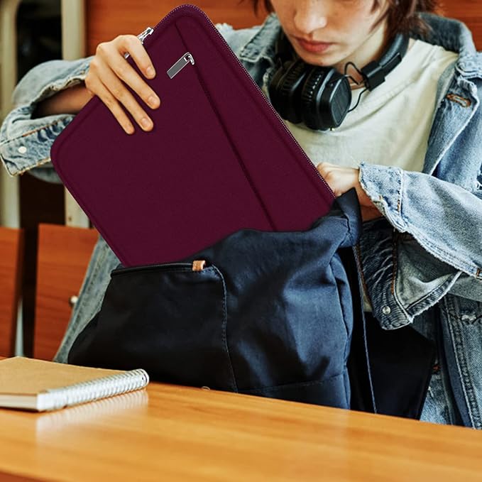 Laptop Sleeve 15.6 inch, Durable Computer Carrying Bag Protective Case Briefcase Handbag with Front Pocket, Slim Laptop Cover for 15.6 Inch HP, Dell, Lenovo, Asus, Notebook, Wine Red - Image 5