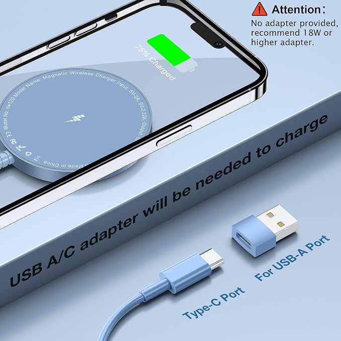 MagSafe Charger 2 Pack: Magnetic Wireless Charge iPhone 17-12 & AirPods | Strong Magnet Charging Pad, with Dual USB C to A Converters, Ultra-Thin & Portable, Ideal for Home Office & Travel, White - Image 6