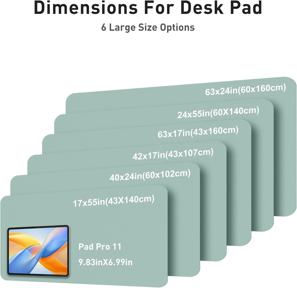 Aothia Faux Leather Desk Mat - Large Mouse Pad, Non-Slip PU Leather Blotter, Waterproof Writing Surface for Office and Home (Light Blue, 63" x 17") - Image 5