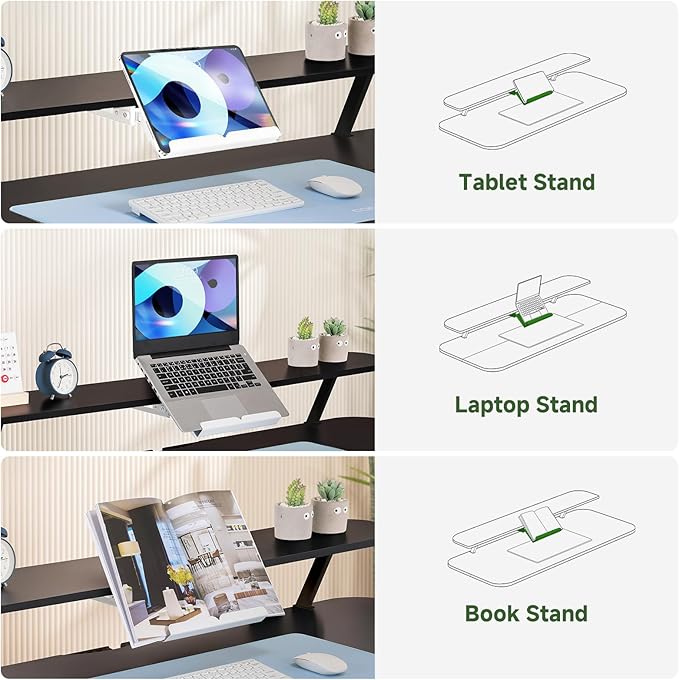GTPLAYER Electric Standing Desk with Drawers, 48 x 24 Inches Height Adjustable Computer Desk with Monitor Stand, Laptop Stand, Sit Stand up Desk with Memory Preset for Home, Office, Black - Image 5