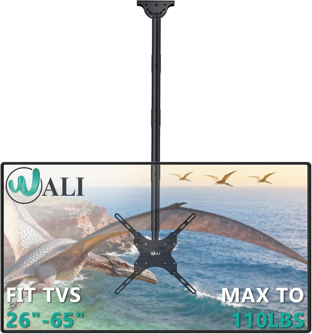 WALI Long Arm Ceiling TV Mount for 26-65 inch LCD LED 4K TVs, up to 110 lbs by WALI