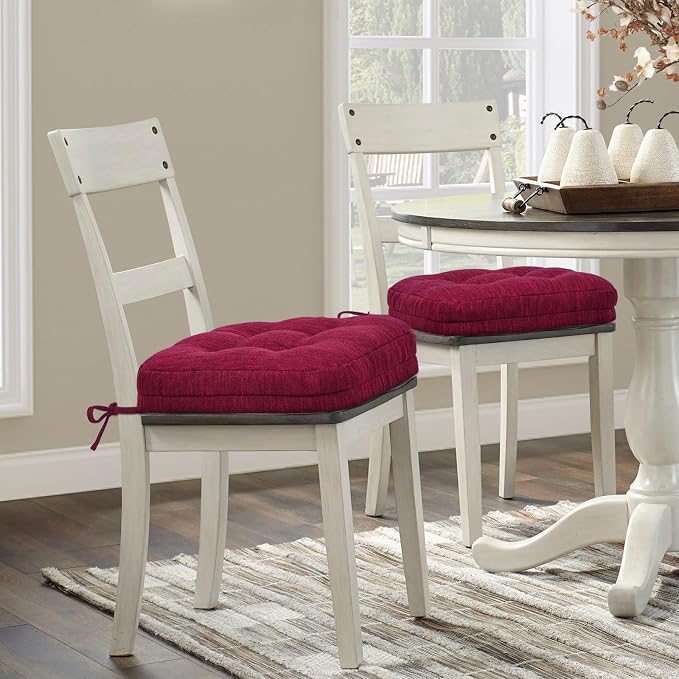 Shinnwa Kitchen Chair Cushions Set of 6, Dual-Layer Memory Foam Dining Chair Cushions, Patented Design Seat Pads with Ties, 16.5 x 16.5 x 3.5in, 6 Pack, Burgundy - Image 7