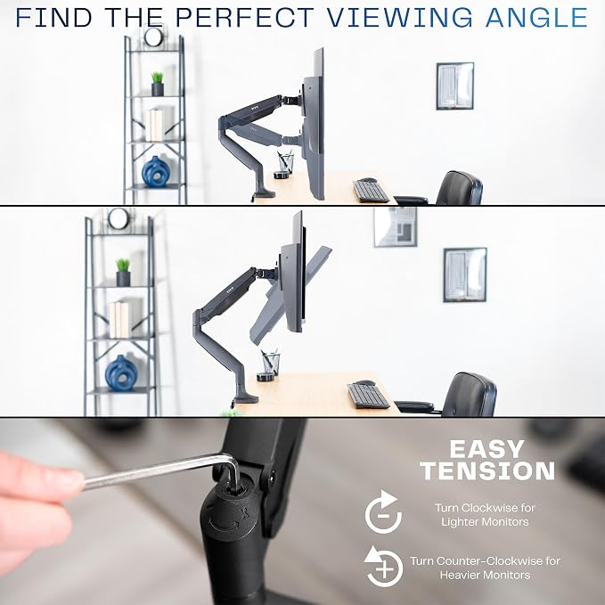 VIVO Premium Aluminum Height Adjustable Single Monitor Articulating Desk Mount Stand w/Gas Spring Arm Fits up to 32" Screen (STAND-V001Q) - Image 9
