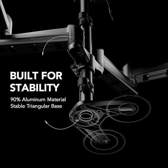HUANUO Triple Monitor Mount for 17 to 32 inch Screens, Adjustment Gaming Triple Monitor Stand with Swivel, Tilt, Rotation, Clamp & Grommet Kit - Image 4