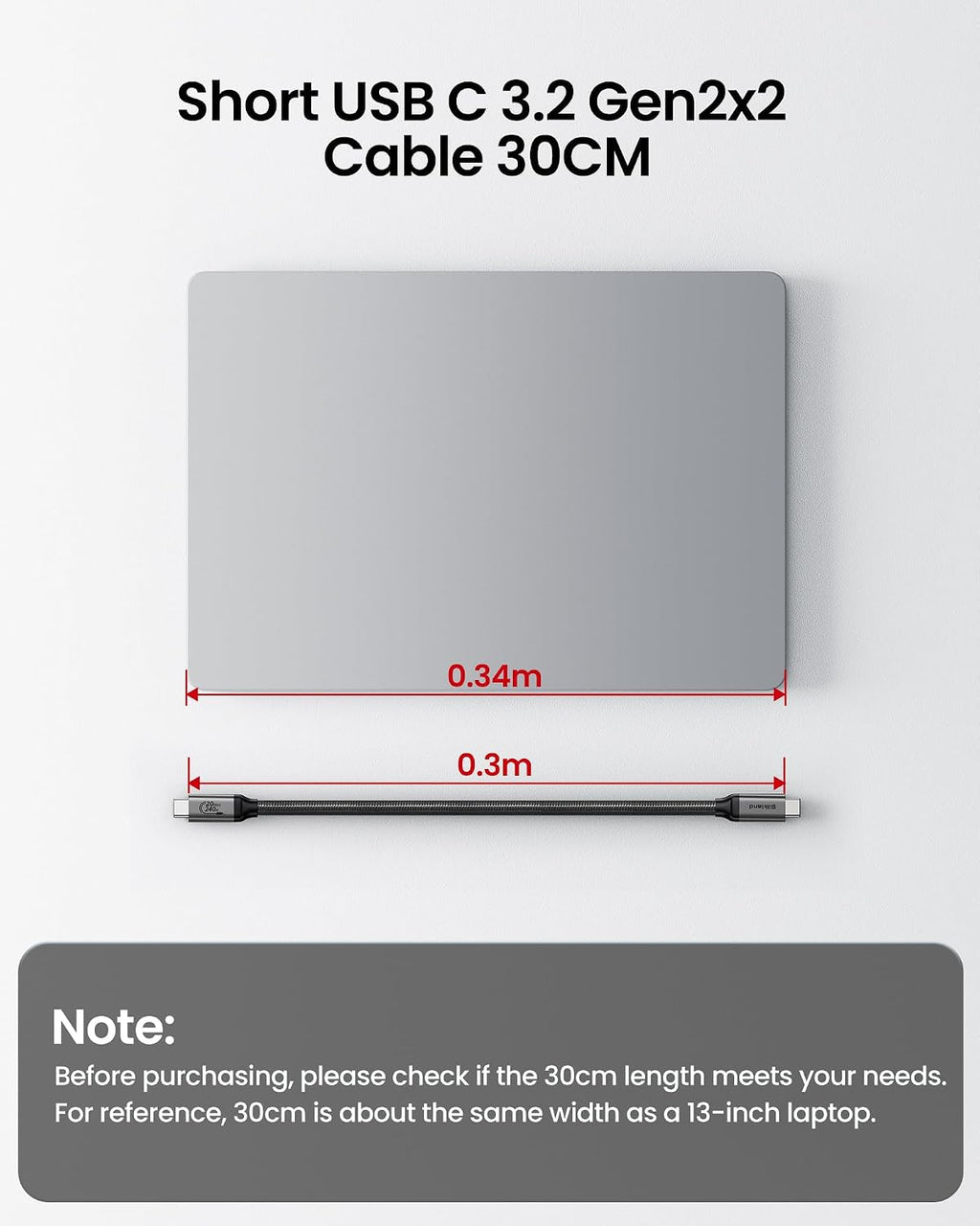 Silkland USB C Data Cable 20Gbps, 1FT USB C to USB C Cable, 240W Charging - Image 2