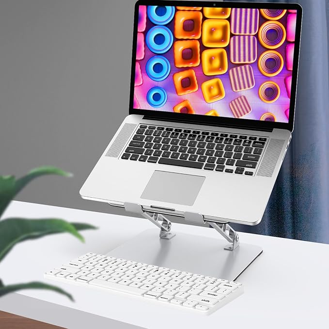 Laptop Stand for Desk, Adjustable Laptop Riser Holder | Metal Foldable Computer Stand Portable Notebook Mount, Ventilated Cooling Tablet Stand Compatible with 10-15.6” Laptops - Image 7