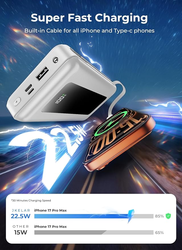 Portable Charger Power Bank 50000mAh with Built-in Cables - Image 3