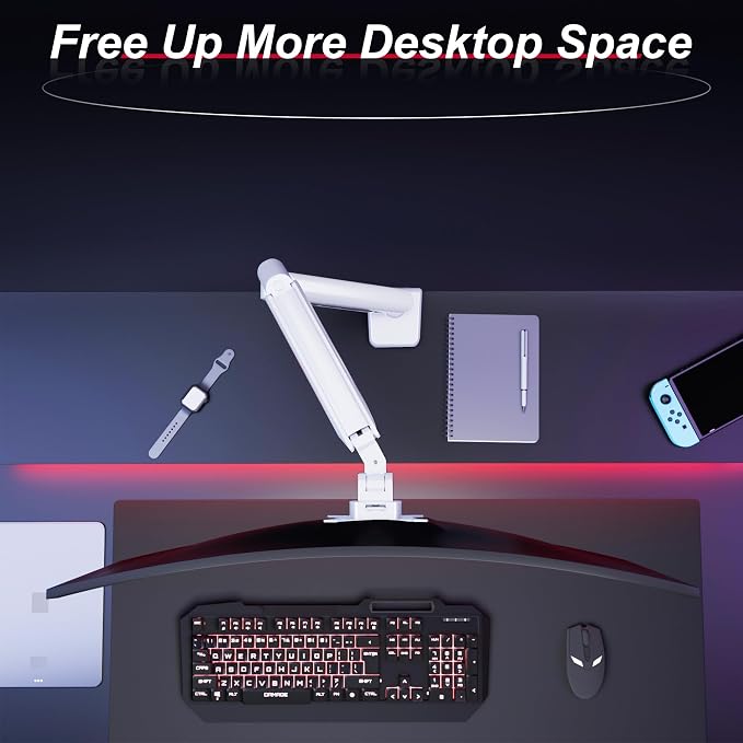 Fydeamer Monitor Arm for 17-35" Screens up to 24.2 lbs, Ergonomic Gas Spring Monitor Stand with Height Adjust, Tilt, Swivel & Cable Management, VESA Desk Mount with 2 Types of Installation, White - Image 6