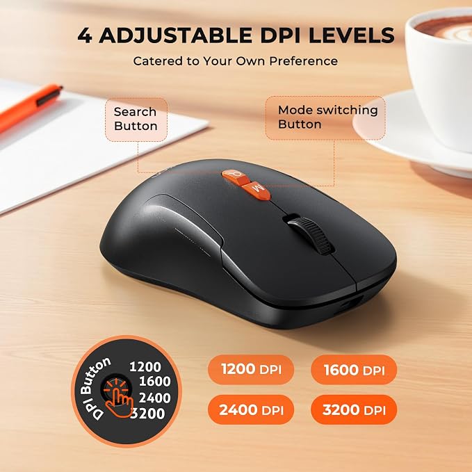 MEETION Wireless Keyboard Mouse Combo, Ergonomic Bluetooth Rechargeable | Ergonomic keyboard with wrist rest and tablet stand, scissor switches, USB/Bluetooth connection, 4 DPI mouse for Windows/Mac - Image 7