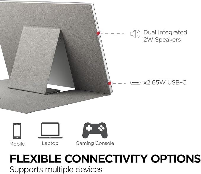 ViewSonic VG1656-2K 16 Inch 1600p Portable Monitor, WQXGA IPS for Improved Workflows and Second Screen Productivity, Built-in Stand, 65W USB-C, mini HDMI, and Smart Cover Inputs - Image 7