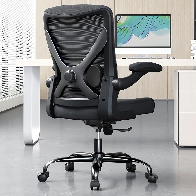 Office Chair: 330LBS Mesh Ergonomic Desk Chair Comfy with 3D Lumbar& Swivel | Ergalithic Computer Chair-Executive Task Chairs with Flip-up Arms Home Office Desk Chairs Gaming Chair for Adults(Full Black) by Ergalithic