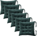 6 Pack Square Seat Cushion Chair Pads for Kitchen Dining Chairs, Soft Comfort Velvet Chair Mat Pillow Cushions with Ties for Office Desk Living Room Tatami 15.5", Dark Green by MissSoul