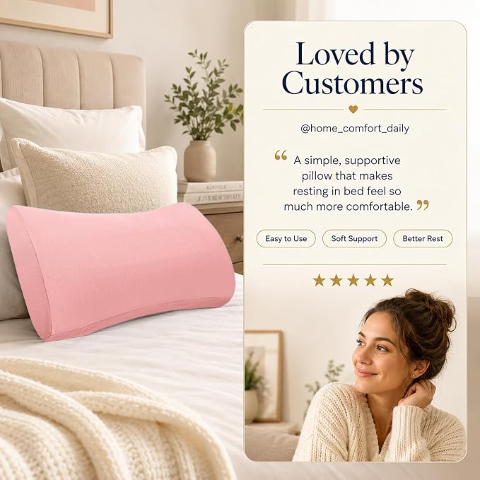 Lumbar Support Pillow for Bed Relief Back Pain: Lower Back Pillow for Sleeping - Memory Foam Waist Pillow - Back Wedge Bolster Pillow for Side, Back&Stomach Sleepers - Bed Rest Pillow for Car, Sofa - Image 8
