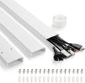 47in TV Cord Hider, Adhesive & Screw Mount Large Cable Hider Kit | Cord Covers for Wall Mount TV, Paintable Cable Management Cord Organizer, Wire Hiders for TV on Wall L15.7inW2inH0.7in, White by YCLYC