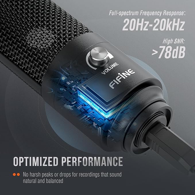 FIFINE K669B USB Microphone, Condenser Recording Mic for Vocals, Meeting | Metal Cardioid Laptop Mic for MAC OS, Windows, Voice Overs, Streaming, Online Meeting and YouTube Videos - Image 2