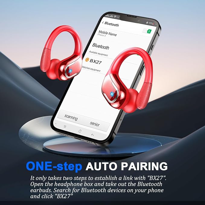Wireless Earbud, 75Hrs Bluetooth 5.4 Headphones IP7 Waterproof for Sport, Running Wireless Earphones with ENC Noise Canceling Mics, Deep Bass Over Ear bud with Earhooks for Android, iOS, Workout, Gym - Image 8