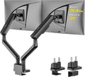 monTEK Mechanical Spring Dual Monitor Arm for 27 32 34 inch Screens Black | Built-in One-Way Bearing, Holds 26.4 lbs, VESA 75/100mm, C-Clamp/Grommet Base & Cable Management, Office, Home, Game by monTEK