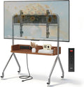 Rolling TV Stand with Power Outlet & Wooden Shelf, Stainless Steel Mobile TV Carts for 32-75 Inch TVs up to 110 lbs,Height Adjustable Portable TV Stand with wheels and Pegboard Storage for Home Office by sythdio