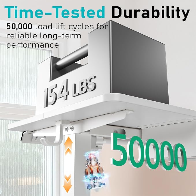 35" Electric Standing Desk, Small Sit Stand up Desk, White | Height Adjustable Computer Desk for Home Office, Compact Work & Gaming Desk with Cable Management and Stable Steel Frame - Image 6