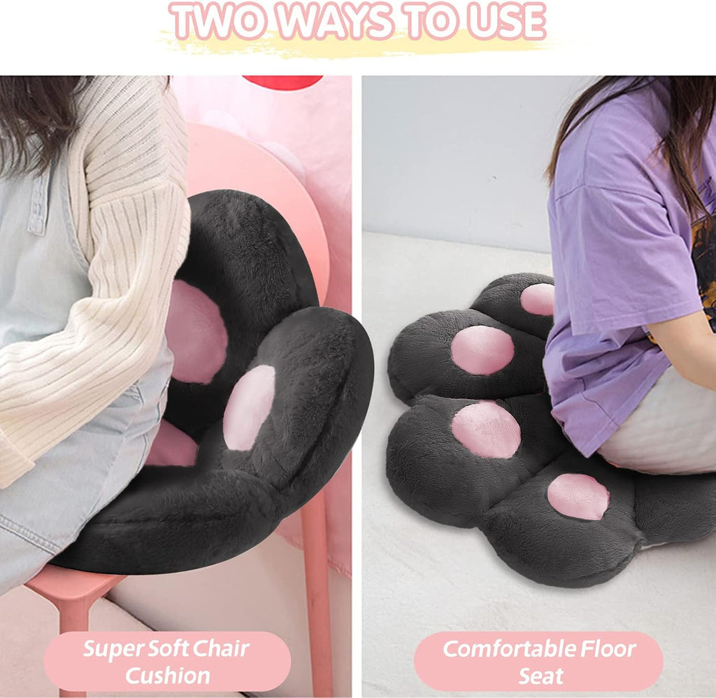 Ditucu Cat Paw Cushion Kawaii Chair Cushions 31.4 x 27.5 inch Cute Stuff Seat Pad Comfy Lazy Sofa Office Floor Pillow for Gaming Chairs Room Decor Black - Image 8