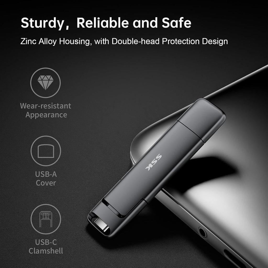 SSK 1TB External SSD Drive up to 550MB/s Dual USB C+A 3. 2 Thumb Drive - Image 4