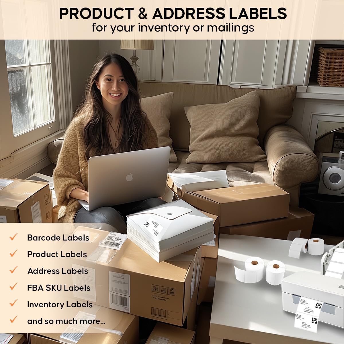 3x2 Thermal Labels - 2 Rolls, 700 Labels per Roll (1,400 Labels) - Direct Thermal Barcode Labels for Zebra, Rollo & Arkscan Printers - Image 5