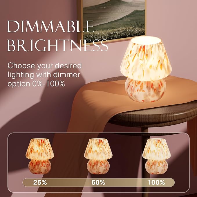 Mushroom Lamp Small Lamp Table Lamp for Bedroom, Desk Bedside Lamps for Living Room,Mushroom Decor Cute Mini Modern Mid Century Lamps for Night Stands,Aesthetic Home Deco (Flame Amber) - Image 3