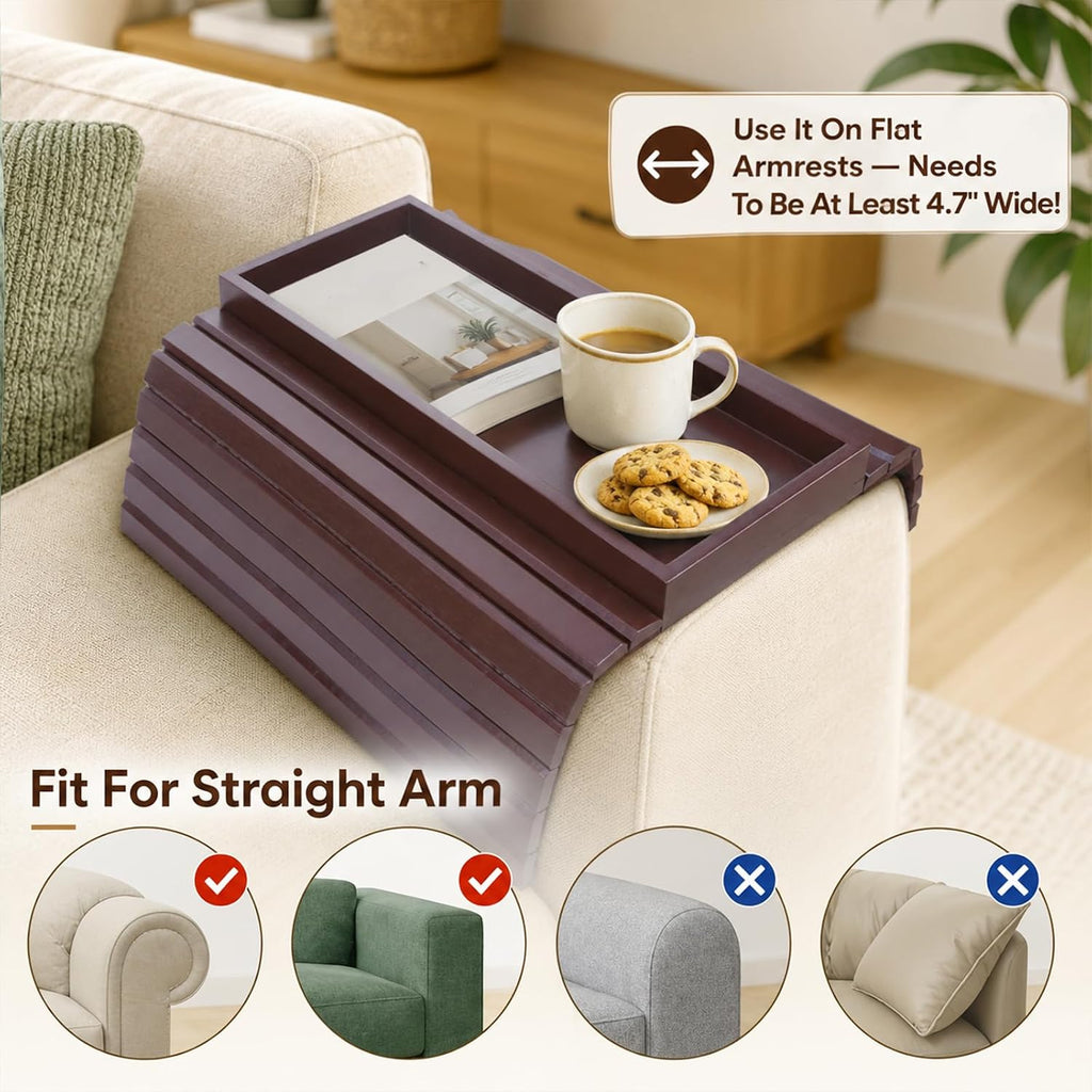 Sofa Arm Tray, Foldable Bamboo Couch Arm Tray - Image 3