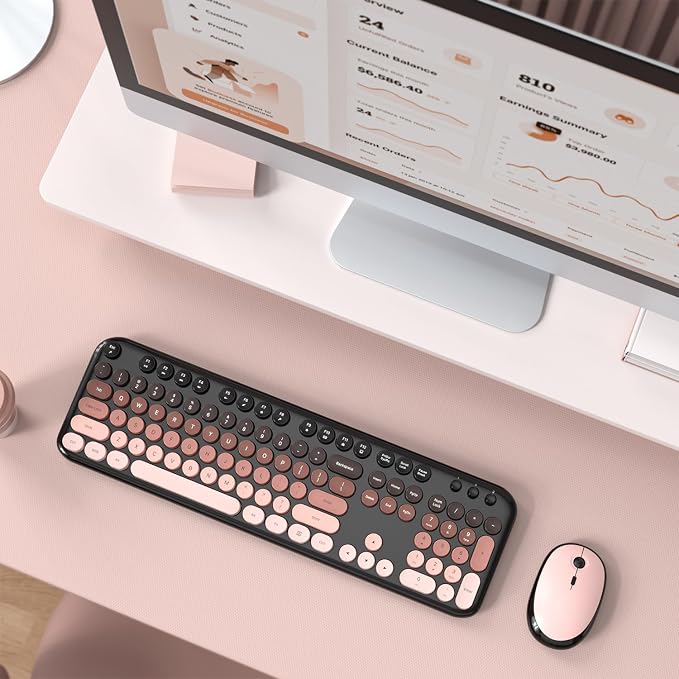 MOFII Wireless Keyboard and Mouse Combo,2.4G Typewriter Keyboard Quiet Mice | Retro Full Size Computer Keyboards, Cute Mouse, USB Dongle Plug and Play, for PC,Laptop,Desktop,Windows (Blackberry Gradient) - Image 7