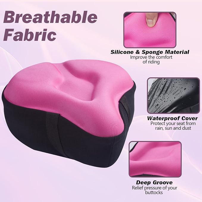 Zacro Bike Seat Cushion - Gel Padded Bike Seat Cover for Men Women Comfort, Extra Soft Exercise Bicycle Seat Compatible with Peloton, Outdoor & Indoor Bike Saddles - Image 5