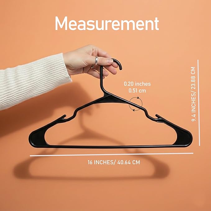 Utopia Home Plastic Hangers 100 Pack – Space Saving Clothes Hanger Black | Durable & strong | Closet organizer & storage | Ideal for apartments, dorms & stocking stuffers - Image 2