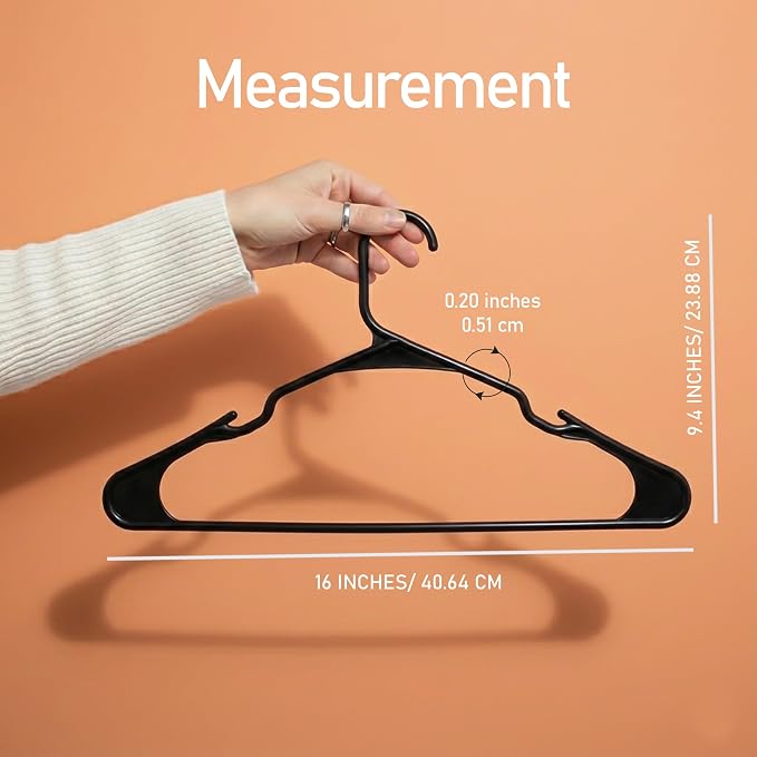 Utopia Home Plastic Hangers 50 Pack – Space Saving Clothes Hanger Black | Durable & strong | Closet organizer & storage | Ideal for apartments, dorms & stocking stuffers - Image 2