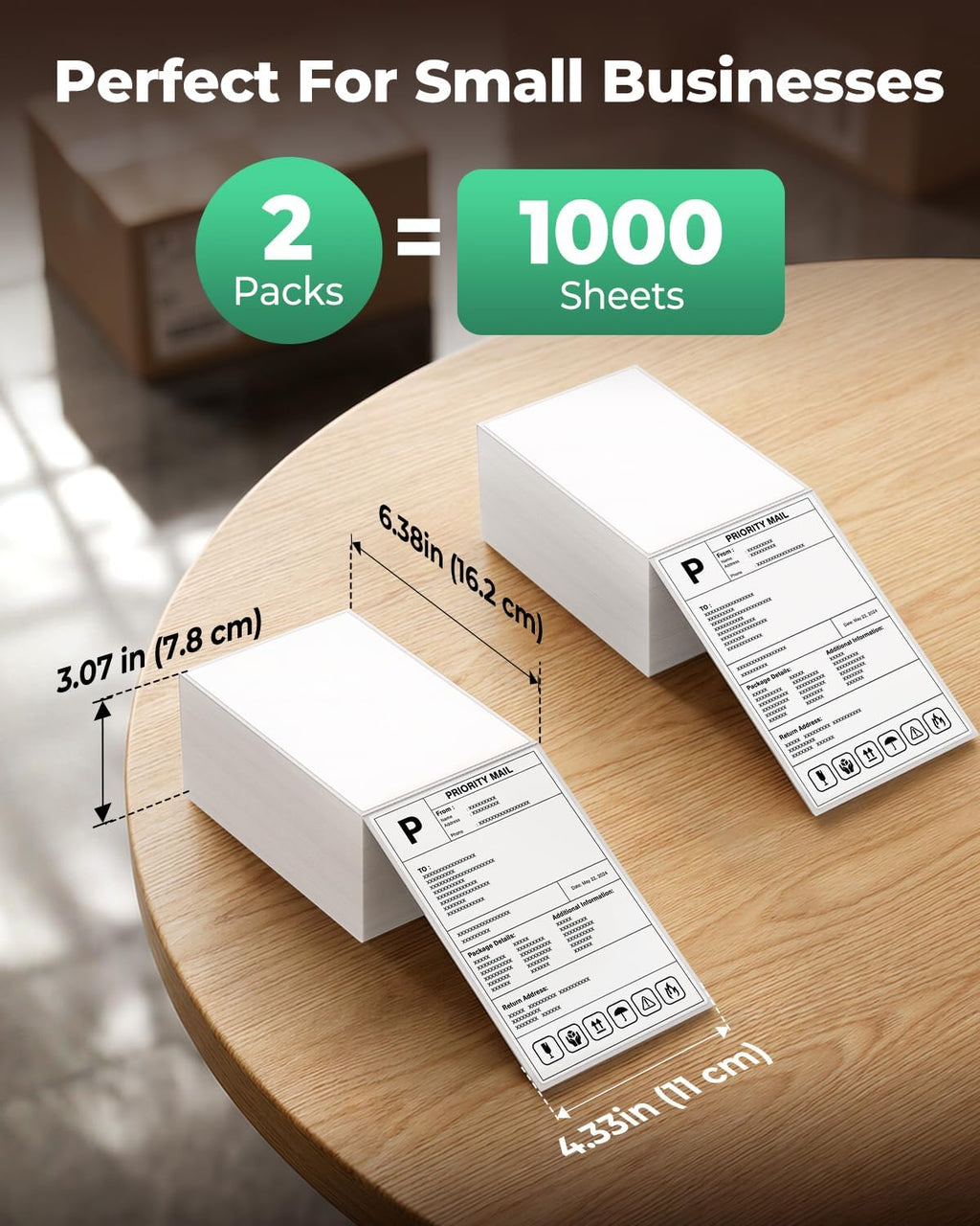 4x6 Thermal Labels, 1000Pcs/2 Stacks, White Shipping Labels - Image 2