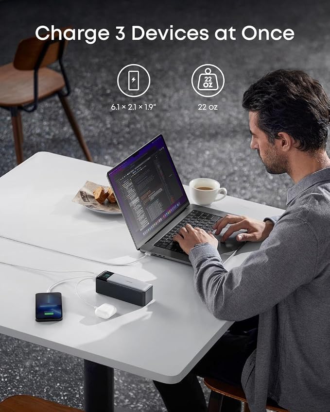 Anker 737 Power Bank, 140W 24,000mAh 3-Port Laptop Charger, Smart Display | Fast Multi-Device Charging, for iPhone 16 / 15 / 14 Series, Vision Pro, Samsung, MacBook, and More - Image 3