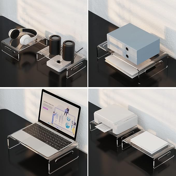 Zimilar 2 Pack Monitor Stand Riser, Acrylic Monitor Stand for Computer | Laptop, Printer, Notebook, Premium Clear Laptop Stand Acrylic Monitor Riser for Home Office, Monitor Stands for 2 Monitors - Image 5