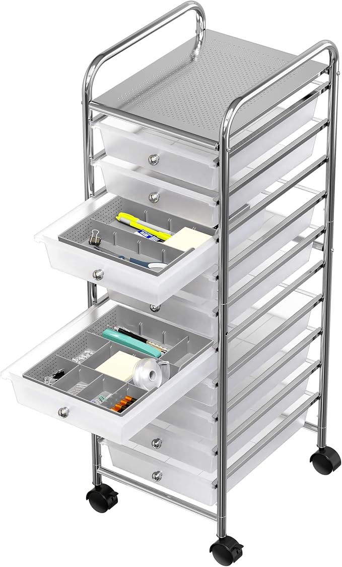 Simple Houseware Drawer Organizer Tray, 9 Adjustable Compartments, Gray | For Office, Makeup, and Craft Drawer or Desktop Storage - Image 6