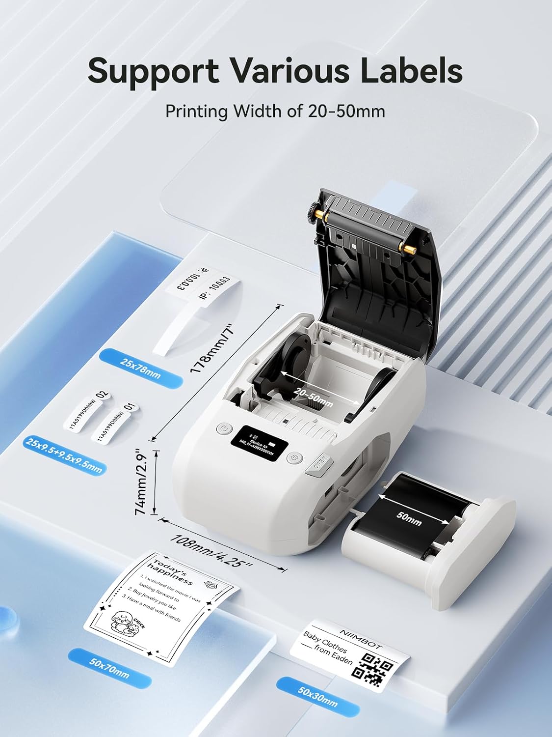 NIIMBOT M2 Label Maker with Tape, 2" Thermal Transfer Label Printer, White - Image 7