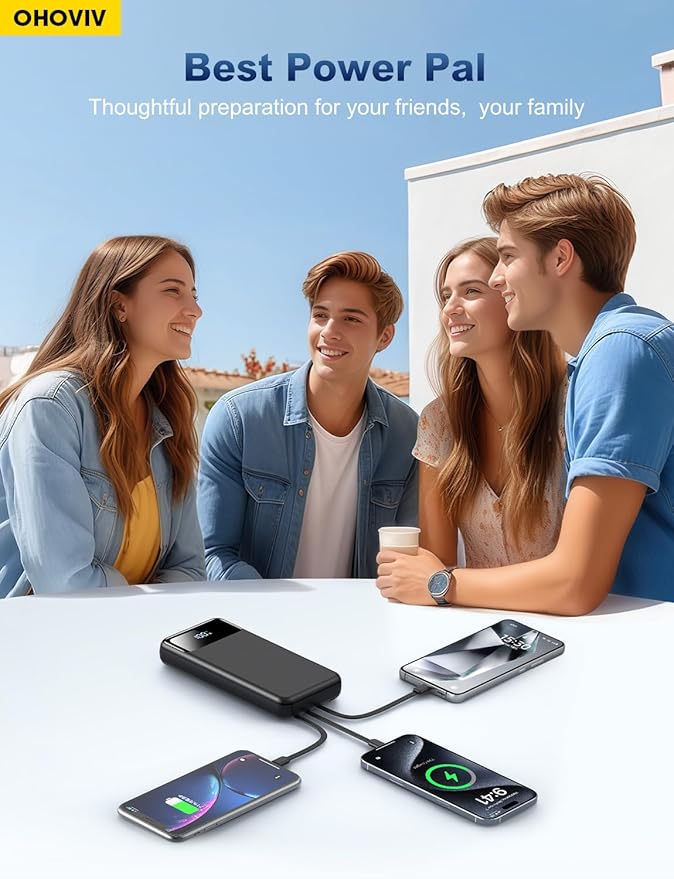 OHOVIV Portable Charger Power Bank 50000mAh,4 Built-in Cables Battery Pack | 22.5W Fast-Charge,55% in 30mins,10 Times for iPhone 15,Camping Travel Essential,Compatible with iPhone17/16/15,Samsung,Tablet - Image 6