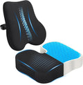 Gel Seat Cushion & Lumbar Support Pillow Set, Cooling Memory Foam for Tailbone & Sciatica Pain Relief, Ergonomic Office Chair Cushion with Breathable Mesh Cover for Car, Home, Wheelchair (Black) by Unknown