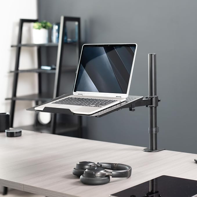 VIVO Single Laptop Notebook Desk Mount Stand, Fully Adjustable Extension with C-clamp, Fits up to 17 inch Laptops, Black, STAND-V001L - Image 2