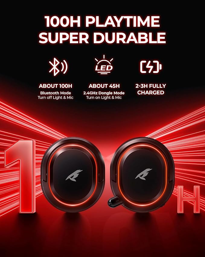 Wireless Gaming Headset for PC PS5 PS4 Mac Switch 7.1 Surround Sound 100-Hr | 2.4Ghz USB Gaming Headphones, Bluetooth 5.4 & Type-C, Noise Canceling Mic, RGB Light, Ideal for FPS, RPG Gamers, Not for Xbox - Image 3
