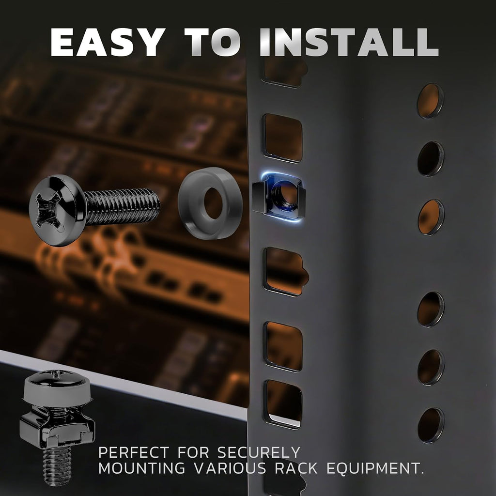 M6 x 16mm Rack Screws Kit, Cage Nuts, 30 Sets, Black - Image 2